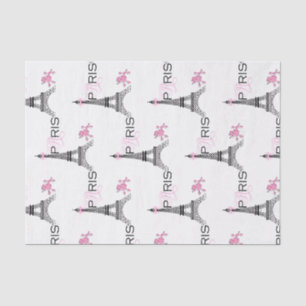 Papel De Seda Torre Eiffel de Laço Rosa Paris França Poodle Chic