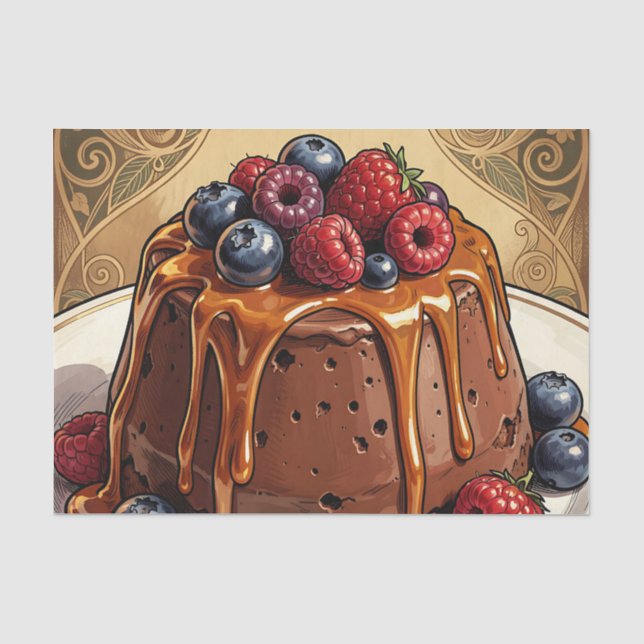Papel De Seda Torta de Chocolate Caramel Baga Decadente (Frente )