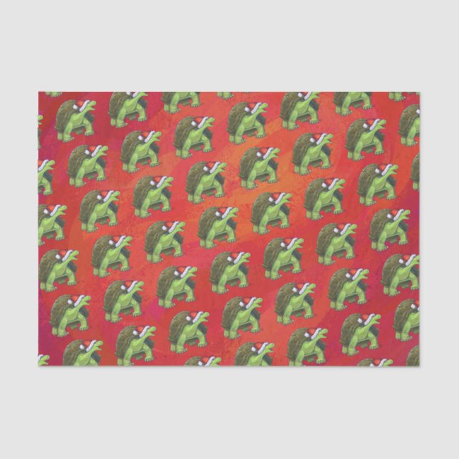 Papel De Seda Tortoise Christmas On Red (Frente )