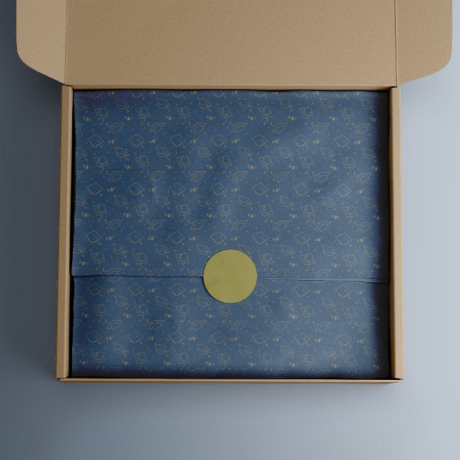 Papel De Seda Toss de Boné de formatura Azul e Dourado (Criador carregado)