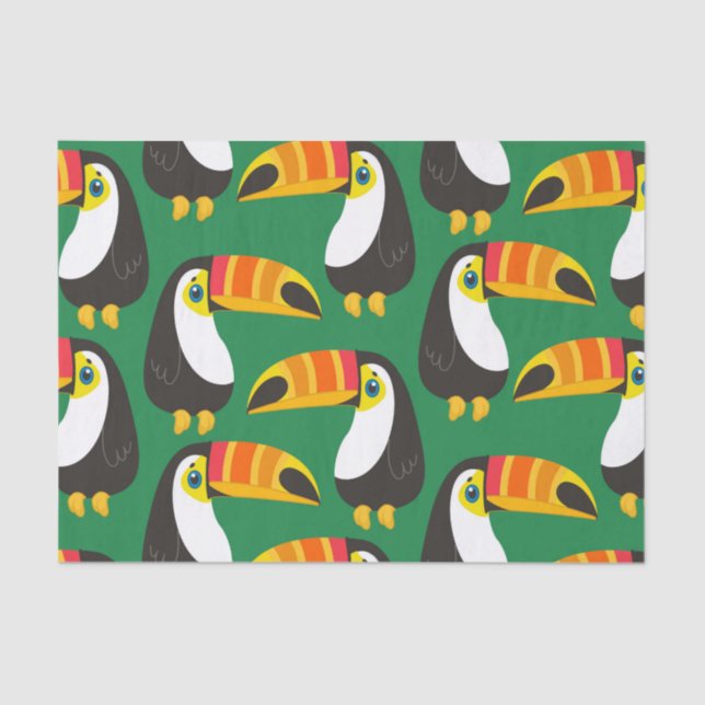 Papel De Seda Toucan Bird Orange Beak Natural Green Animal (Frente )