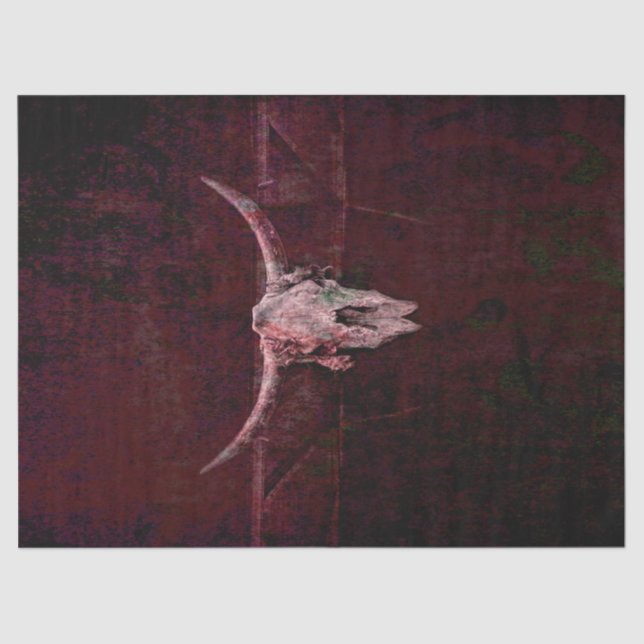 Papel De Seda Touro Crânio Oeste Castanho Vermelho Antigo Russo (Frente )