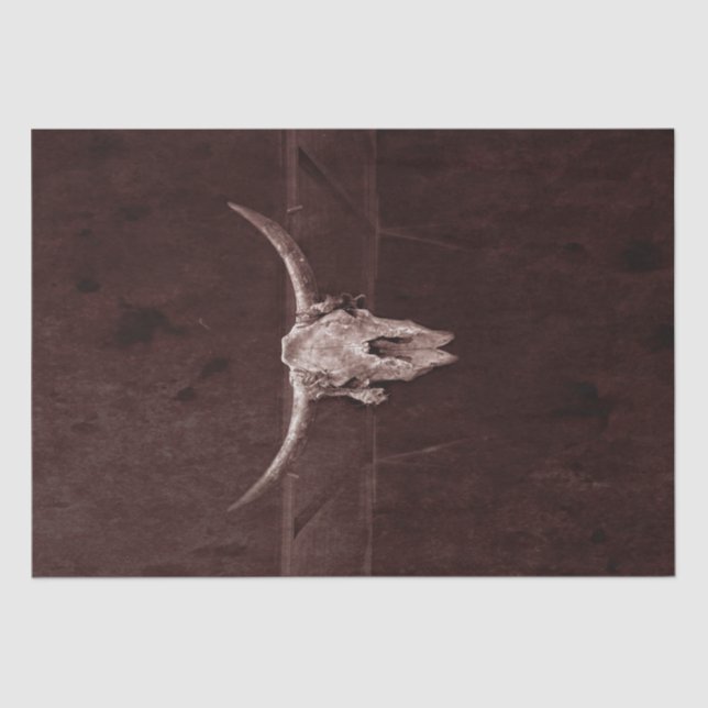 Papel De Seda Touro Crânio Oeste Cowboy Brown Russo (Frente )