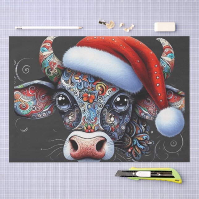 Papel De Seda Touro de Vaca de Natal com Desanexação de Arte Fol (Arte )