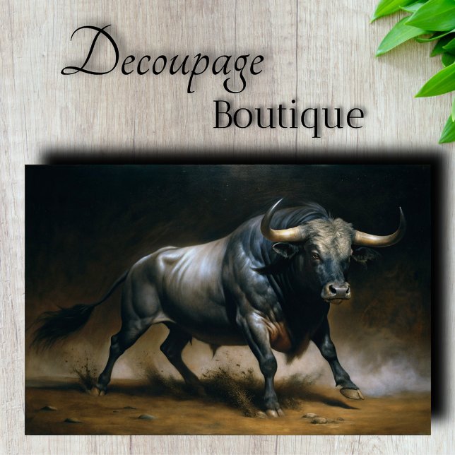 Papel De Seda Touro de Wall Street em Decoupage (Charging Bull Decoupage Tissue Paper)