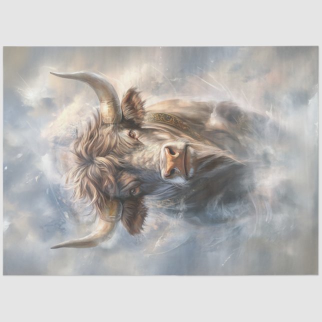 Papel De Seda Touro Majestoso Sábico Desarticulado Grandes Caval (Frente )