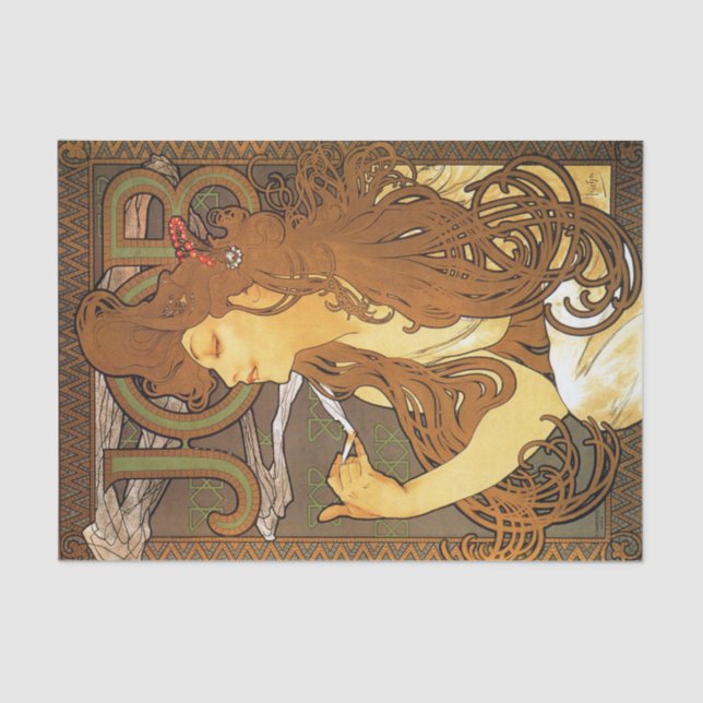 Papel De Seda Trabalho de Alphonse Mucha Tissue Paper (Frente )