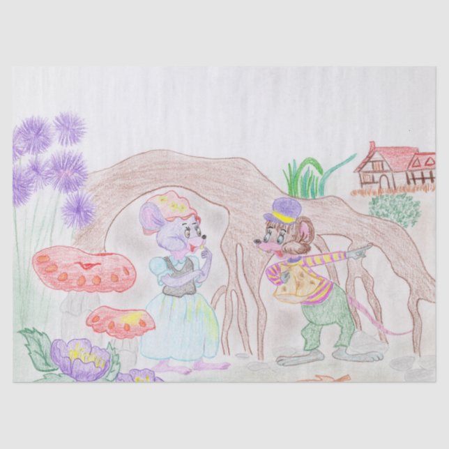 Papel De Seda Trabalho de arte de Crianças Personalizadas, dois  (Frente )