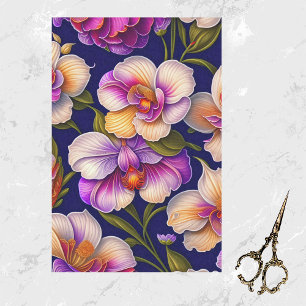Papel De Seda Trabalho de arte de Orquídeas Roxas Botânicas