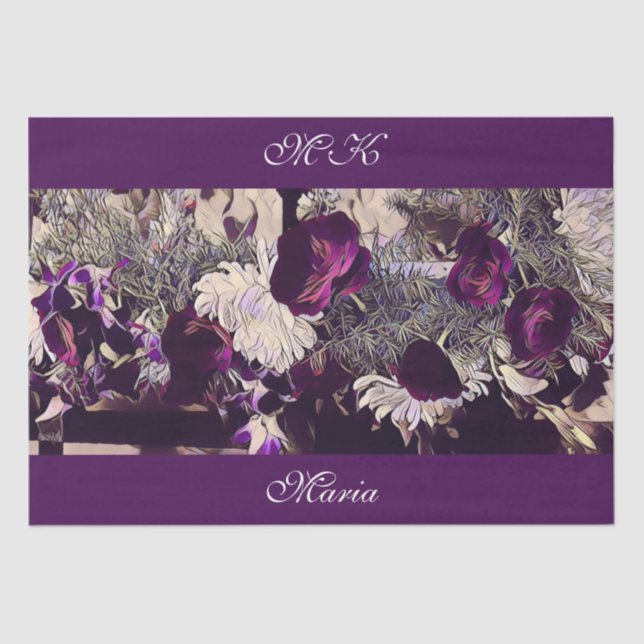 Papel De Seda Trabalho de arte Personalizado de Flores de Violet (Frente )