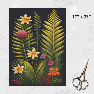 Papel De Seda Trabalho de arte verde tropical grande