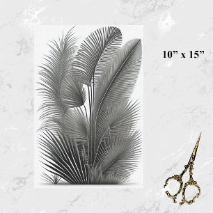 Papel De Seda Traço preto branco botânico pequeno