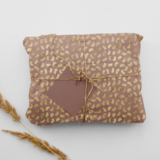 Papel De Seda Traços de pintura do Ouro Boho Beige #B08B82 (Criador carregado)