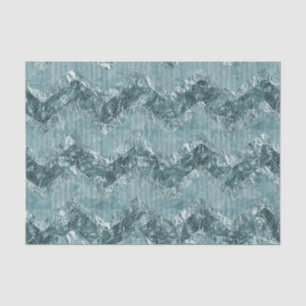 Papel De Seda Traços Zigzag Azul Teal Chevron