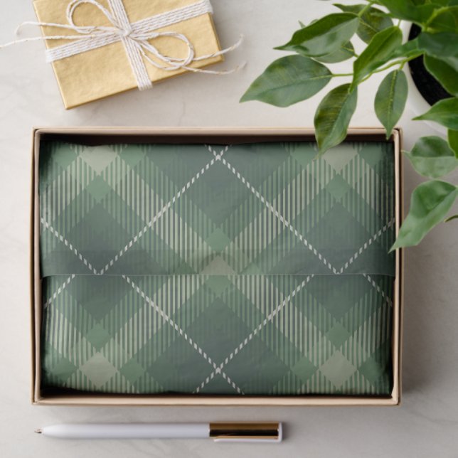 Papel De Seda Traditional plaid in shades of  green (Presente)