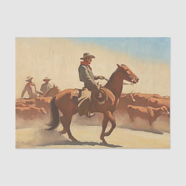 Papel De Seda "Trail Herd" Western Art de Maynard Dixon (Frente )