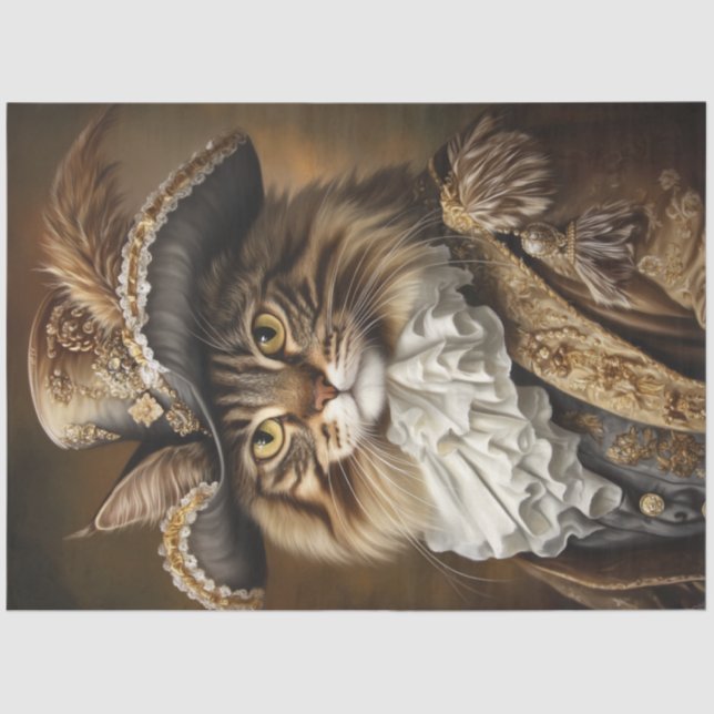 Papel De Seda Traje francês de gata real desacoplada (Frente )