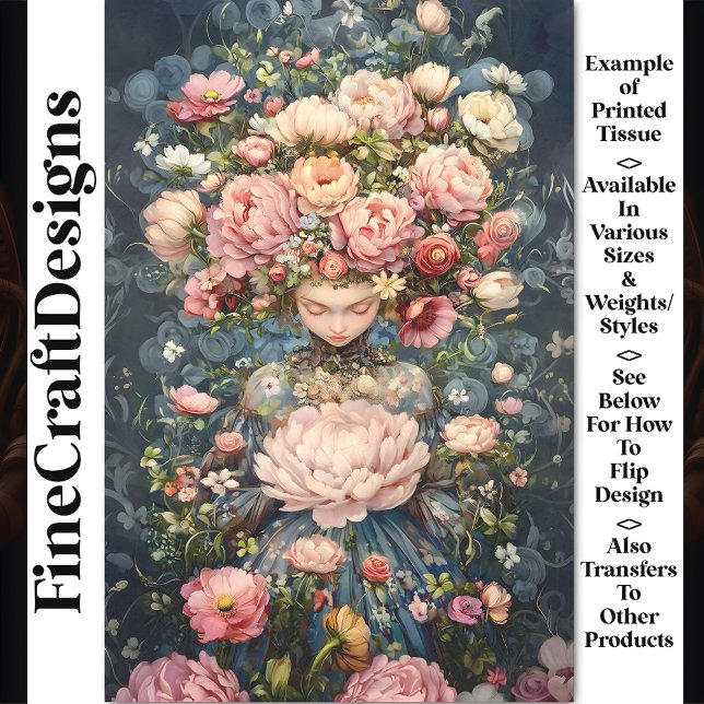 Papel De Seda Tranquil Eetéreo Rapariga Lush Flowers AG1O Decoup (Criador carregado)