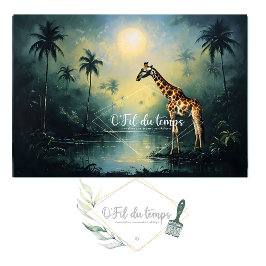 Papel De Seda Tranquil Tropical Landscape with Giraffe