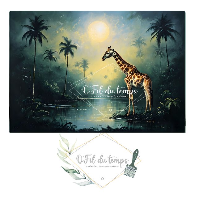 Papel De Seda Tranquil Tropical Landscape with Giraffe (Criador carregado)