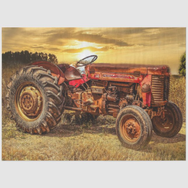 Papel De Seda Trator de Fazenda de Trator Vermelho (Frente )