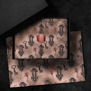 Papel De Seda Trava Steampunk e Rosa de chave Dourado Dissocia