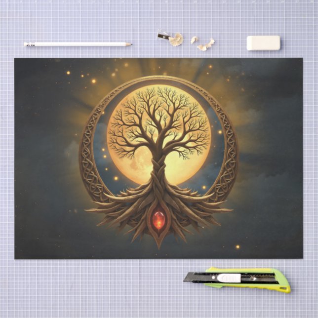 Papel De Seda Tree of Life – Moonlit Enlightenment  (Arte )