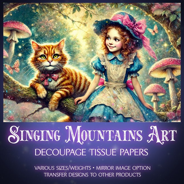 Papel De Seda Tree of Tales Alice and Cheshire Cat Decoupage (Criador carregado)