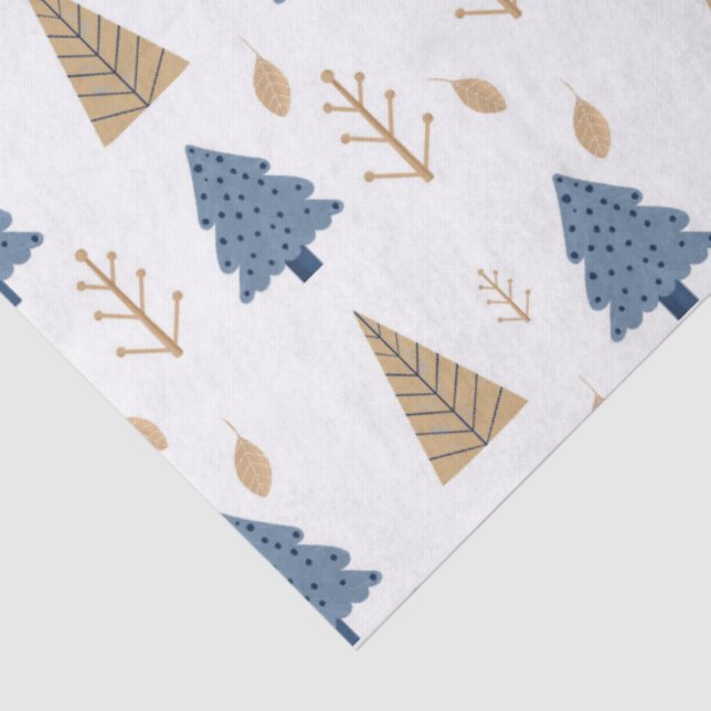 Papel De Seda Trees in Blue and Gold (Detalhes )