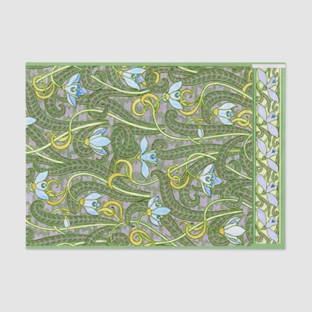 Papel De Seda Treino francês Art Nouveau Padrão estilizado 1800 (Frente )