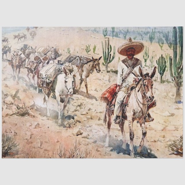 Papel De Seda “Trem de Carga de Vaquero” por Edward Borein (Frente )