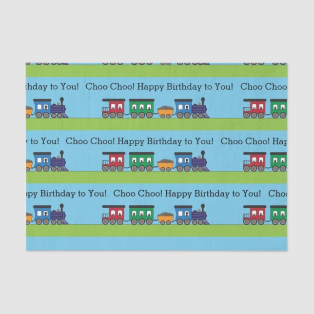 Papel De Seda Trem de Choo Choo do aniversário (Frente )