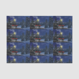 Papel De Seda Trem de Natal na neve              