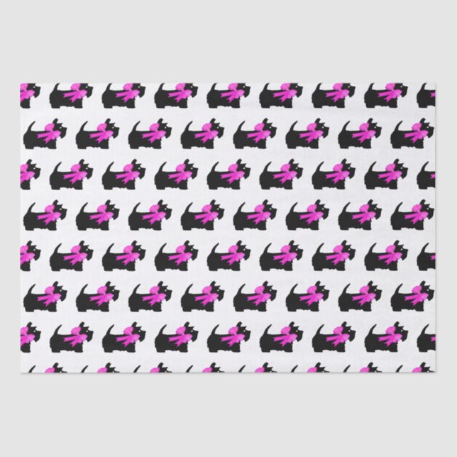 Papel De Seda Trendy Cute Black Scottish Terrier Dog Natal (Frente )