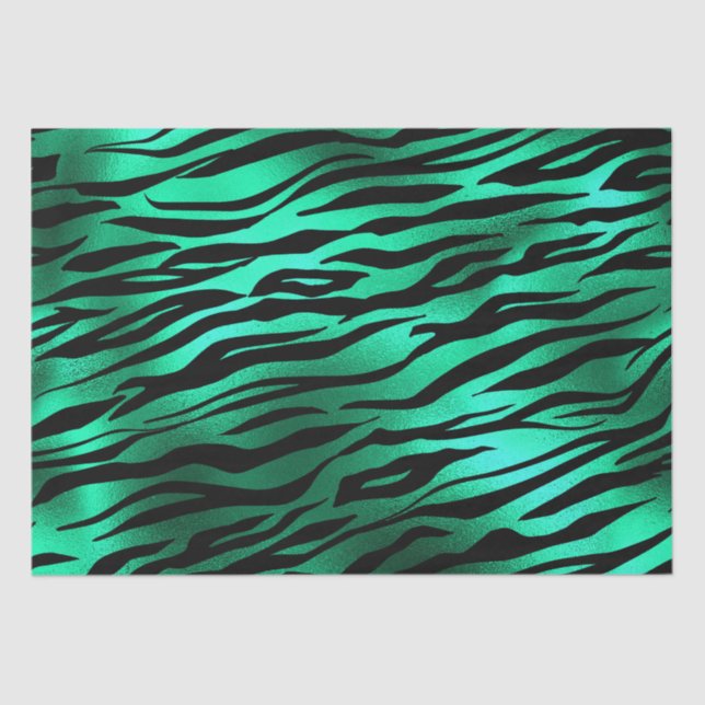Papel De Seda Trendy Emerald Green Animal Print (Frente )