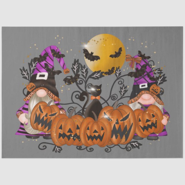 Papel De Seda Trendy Happy Halloween Gnomo (Frente )
