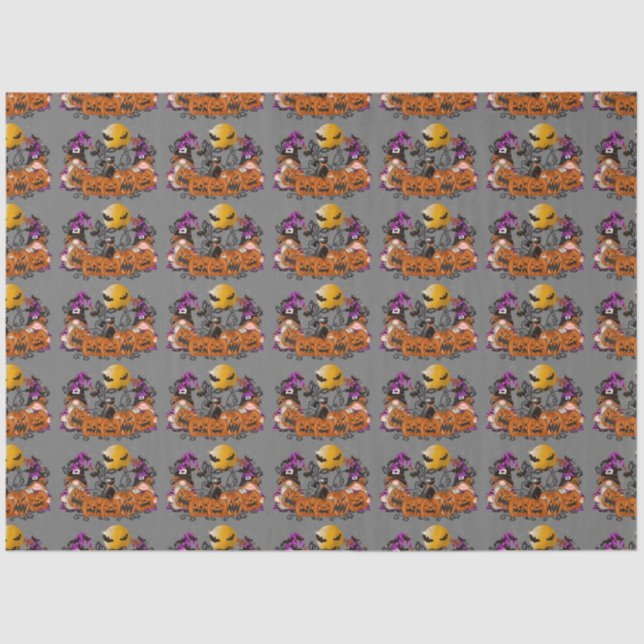 Papel De Seda Trendy Happy Halloween Gnomo (Frente )