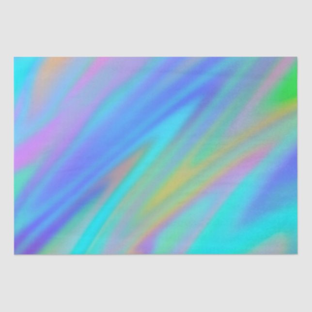 Papel De Seda Trendy luxuoso azul roxo, azul, holográfico (Frente )