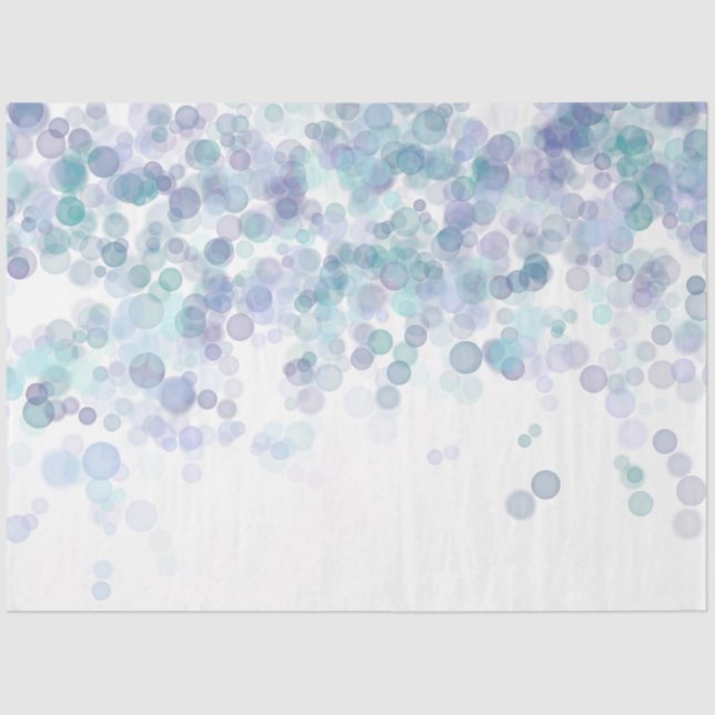 Papel De Seda Trendy Modern Blue and White Bokeh Pontos (Frente )