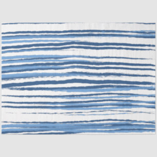 Papel De Seda Trendy Modern Blue and White Coastal Stripes