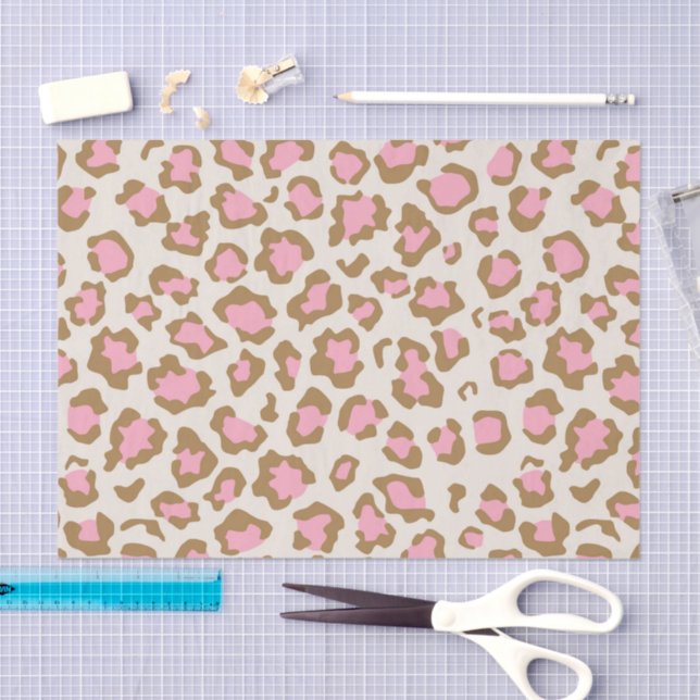 Papel De Seda Trendy Pink Brown Leopard Spots Boho Decoupage (Arte )