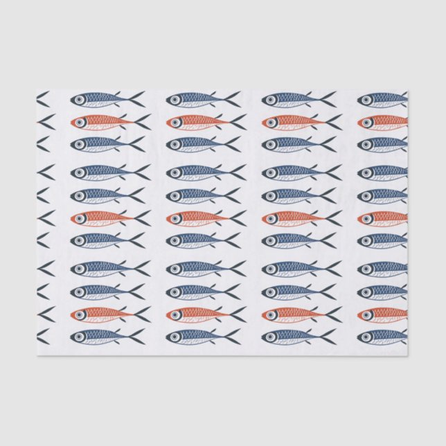 Papel De Seda Trendy Preppy Mediterranean Sardine Fish (Frente )