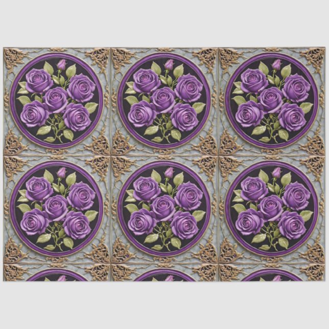 Papel De Seda Trendy Purple Rosas BeauLinda coleção (Frente )