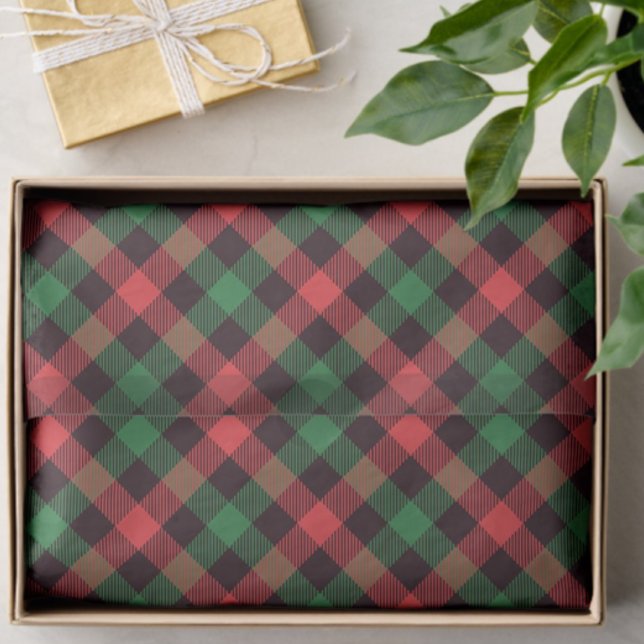 Papel De Seda Trendy Red Green Plaid Tartan Tissue Paper (Trendy plaid tissue paper)