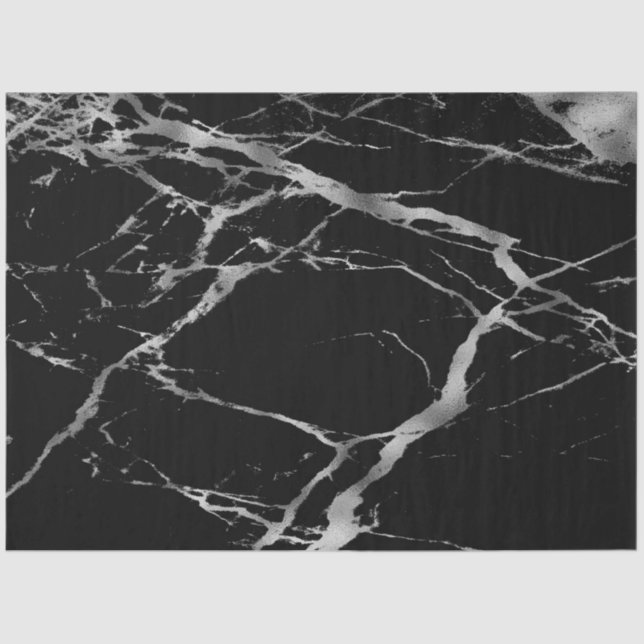 Papel De Seda Trendy Silver Black Marble Modern (Frente )