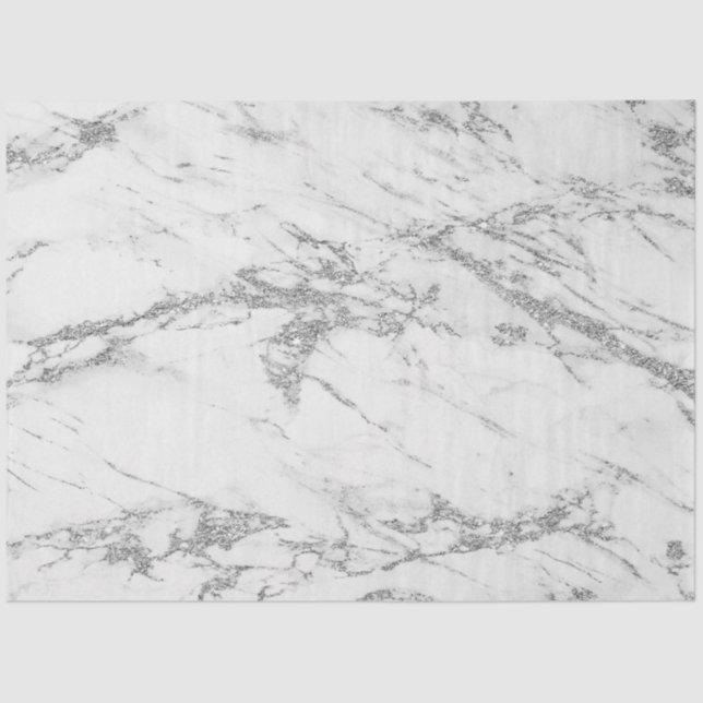 Papel De Seda Trendy Silver Glitter Marble Modern (Frente )
