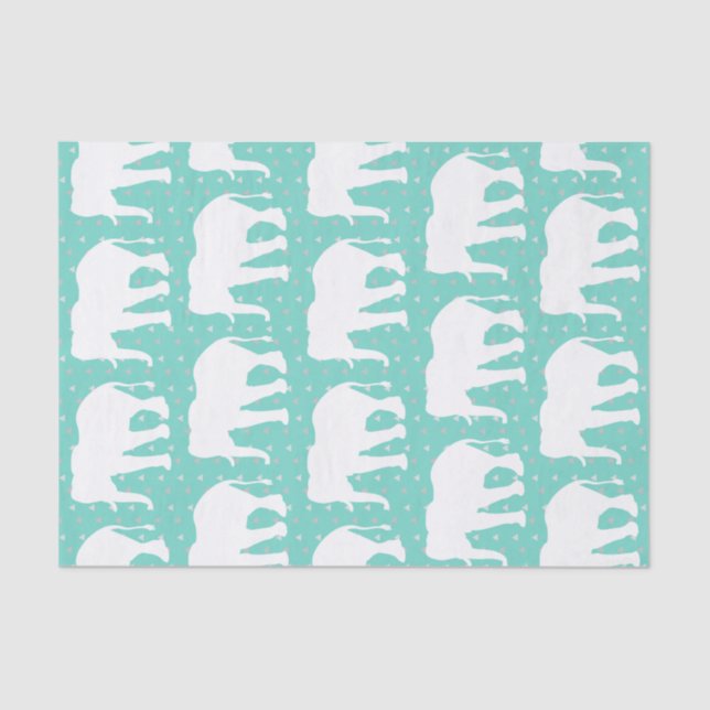 Papel De Seda Trendy Triangles Geométrico & Boho White Elephants (Frente )