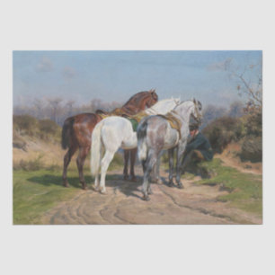 Papel De Seda Três Cavalos Estalhões (por Rosa Bonheur)