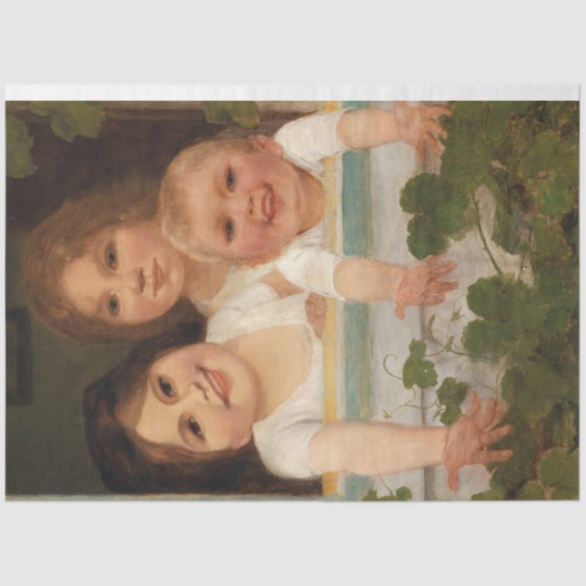 Papel De Seda Três crianças na janela (Frente )