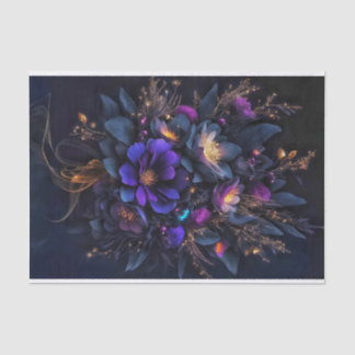 Papel De Seda Três flores escuras salpicadas com faíscas de ouro